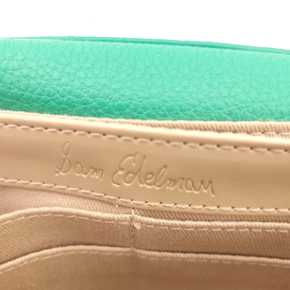 Sam Edelman Green Leather Wallet Money Card Holder Coin Purse Clutch - Picture 6 of 11